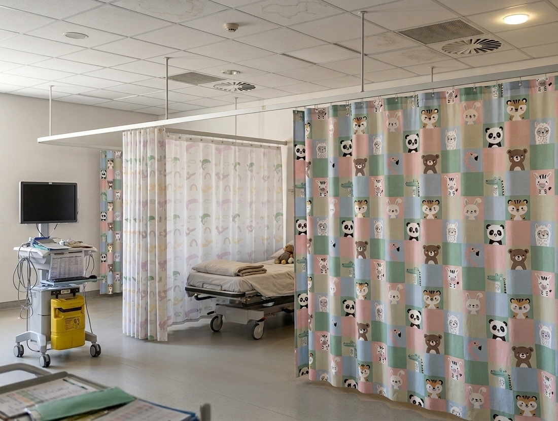 Midmed antimicrobial disposable hospital curtains treated with Ultra-Fresh technology, available through Midmed