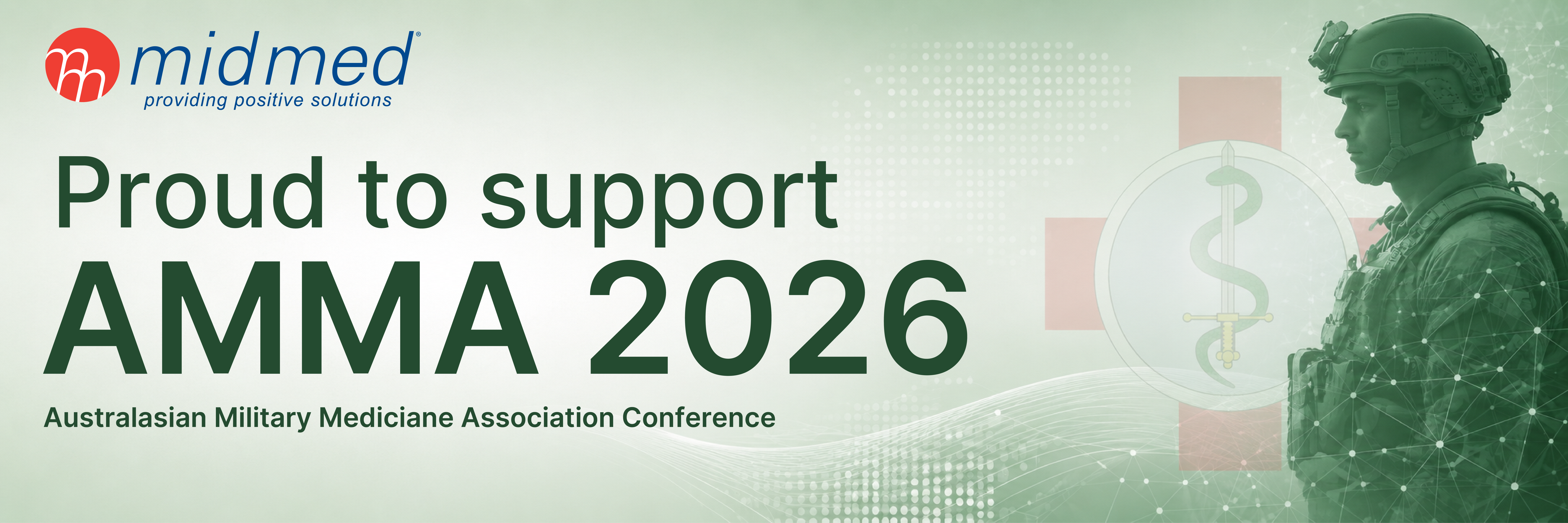 Midmed is supporting AMMA and going to the AMMA conference, with AMMA logo and soldier faded into background.